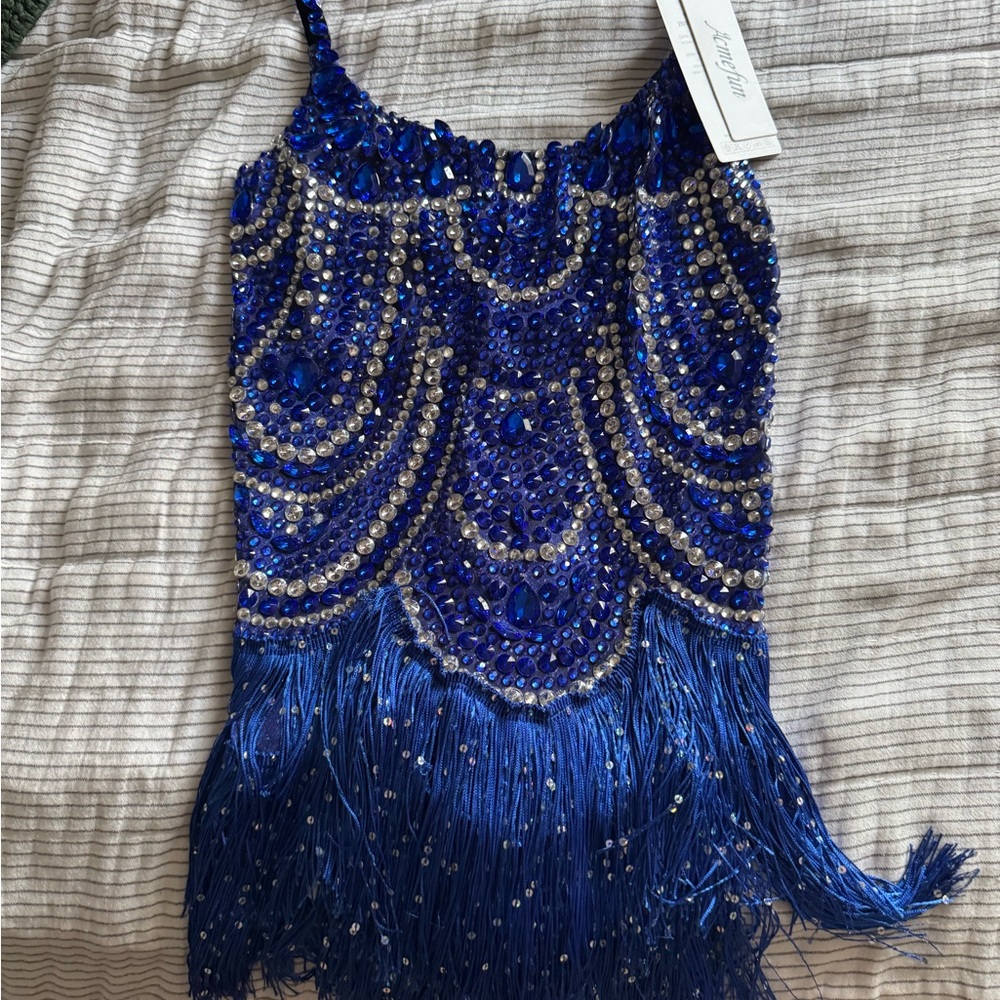 Raptidis Strap Fringe Rhinestone Bodysuit